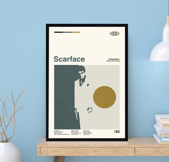 Scarface Movie Poster, Scarface Poster, Brian De Palma, Vintage Poster, Minimalist Movie Poster, Vintage Print, Custom Poster, Dad Gifts