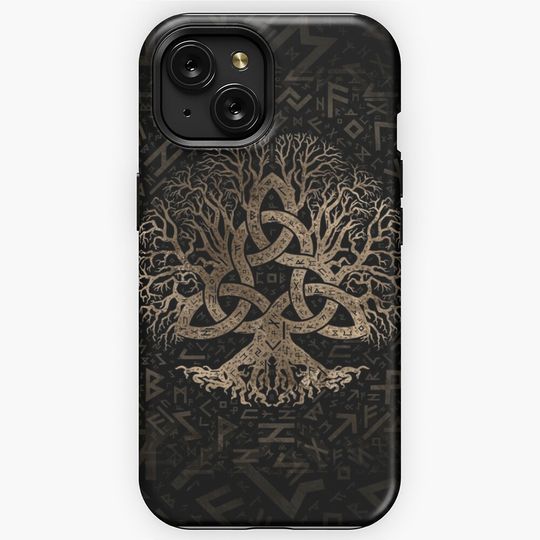 Tree of life with Triquetra on Futhark pattern iPhone Case