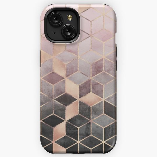 Pink And Grey Gradient Cubes iPhone Case