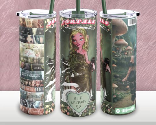 Design portals doll Melanie Martinez Cry Baby Tumbler with Liz and Straw 20oz, Gifts for Fan