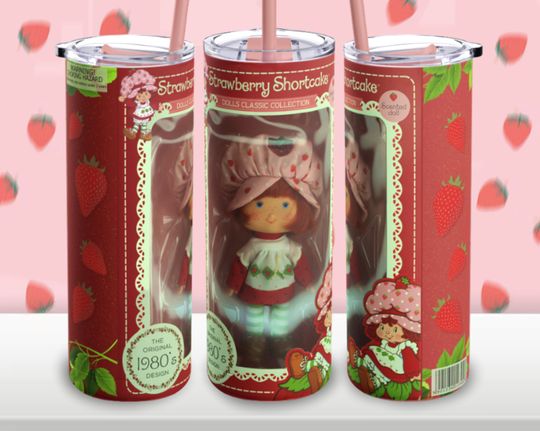 Strawberry Shortcake Tumbler with Liz and Straw 20oz, Gifts for Fan