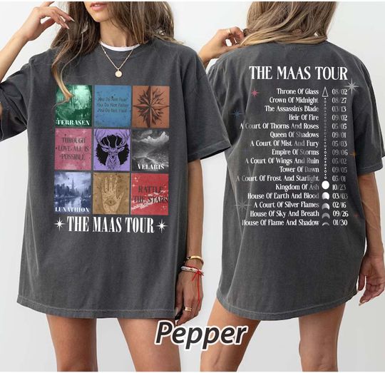 Sarah J. Maas Eras Tour Comfort Colors T-Shirt, The Maas Tour Tee, Crescent City, Throne of Glass Merch, SJM Fan Apparel gift, velars merchs
