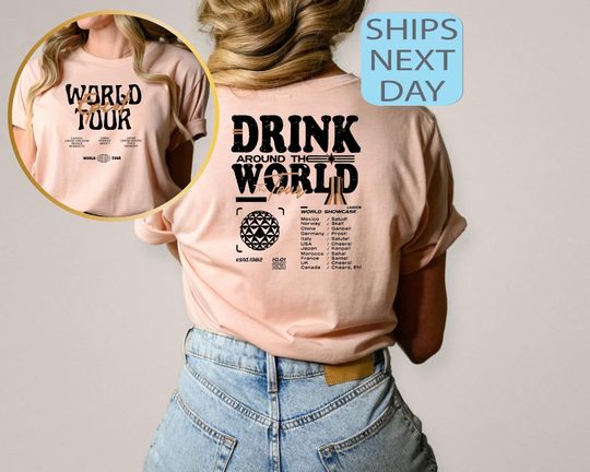 Disney Epcot World Tour Shirt, Drink Around The World Shirt, Double sides T-shirt, Unisex trending Disney shirt, gift for Disney lovers