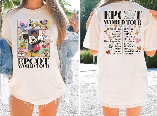 Vintage 2-Sided Disney Epcot World Tour Shirt | Drink Around The World T-Shirt | Epcot Family Matching Tee | WDW Disneyland Boy Girl Trip