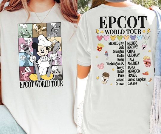 Vintage 2-Sided Mickey Eras Tour Shirt | Drinking Around The World Tour T-Shirt | Mickey & Friends Epcot World Tour Tee | Disneyland Outfits