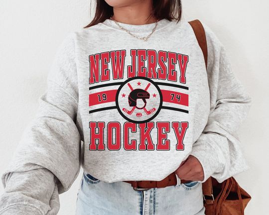 Vintage New Jersey Devil Sweatshirt, New Jersey Devil Sweater, Devils T-Shirt, Hockey Fan Shirt, Retro New Jersey Ice Hockey