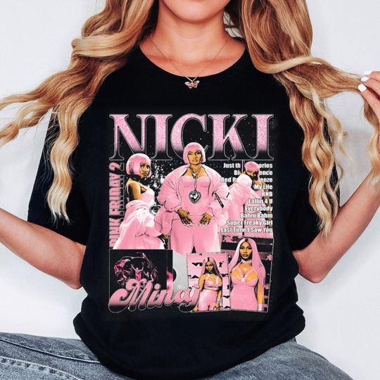 Retro Nicki Lewinsky Airbrush Style Shirt, Nicki Minaj T-shirt, Nicki Minaj Fan, Pink Friday 2 Shirt, Rapper Homage Graphic Shirt