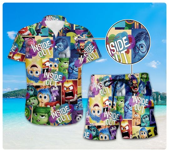 Inside Out Hawaii Shirt, Inside Out Hawaiian Summer Vacation Button Shirt, Anger Sadness Joy Fear Sadness, Disneyworld Family Vacation Shirt