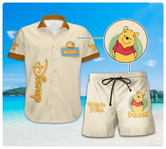 Discover Winnie The Pooh Hawaiian Shirt, Summer Vacation Button Shirt, Pooh Bear Shirt, Custom Pooh Bear Shirt, Disneyland Family Vacation Shirt