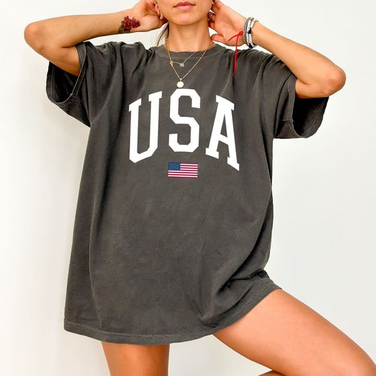 Comfort Colors USA Shirt, Womens 4th of July Shirt, Memorial Day Shirts, American Flag Shirt, Fourth Of July Shirt, USA Flag Tshirt, Gifts