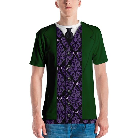 Mens Haunted Mansion Grave Digger 3D Shirt | Disney Short Sleeve Cotton Tee | Disney Cosplay Shirt | Disneyland Trip Outfit For Adult/Kid