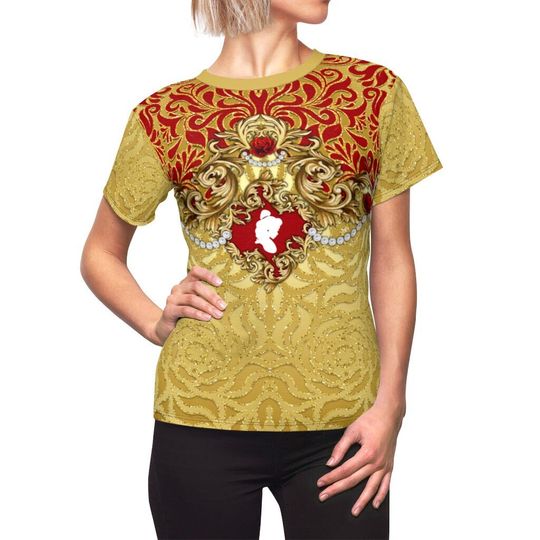 Belle Ornate Womens 3D Shirt | Disney Short Sleeve Cotton Tee | Disney Cosplay Shirt | Disneyland Trip Outfit For Adult/Kid