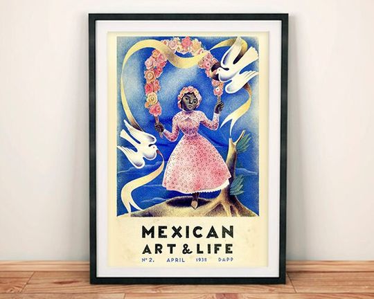 Mexican Art and Life Poster: Woman and Doves Mexico Magazine Print, Minimalist Art, Vintage Poster, Retro Poster, Modern Art, Wall Decor