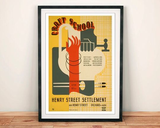 Craft School Poster: Vintage Arts and Crafts Advertisement Print, Minimalist Art, Vintage Poster, Retro Poster, Modern Art, Wall Decor