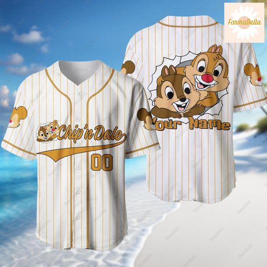 Personalize Chip And Dale Jersey Shirt, Disney Character Shirt, Custom Kids, Adult Disney Baseball Jersey Outfits, Chip And Dale Shirt
