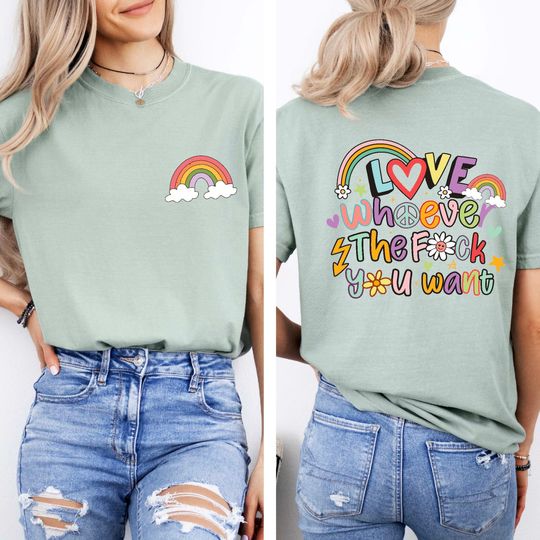 Comfort Colors Love Whoever The F-ck You want Shirt, LGBQT T-shirt, Rainbow Tee, Retro Frog Shirt, Pride Month Shirt, Gay Pride Trendy Tee