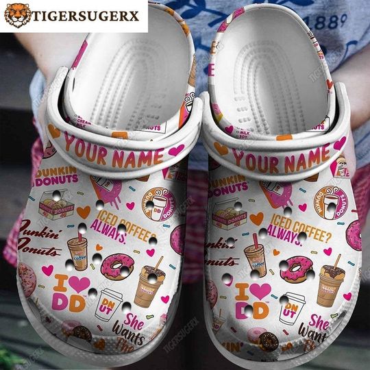 Dunkin' Donuts Shoes, Personalized Shoes, Dunkin Donuts Sandals, Donuts Summer Shoes, Birthday Gift, Shoes For Women/Men