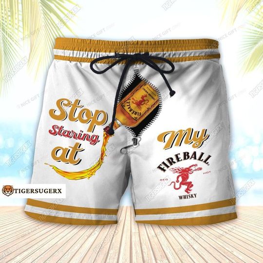 Fireball Shorts Men, Stop Staring At My Fireball, Fireball Cinnamon Whisky Shorts, Fireball Whisky Beach Shorts, Whisky Summer Pants