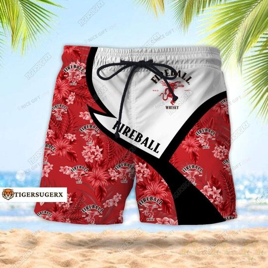 Fireball Shorts Men, Fireball Cinnamon Whisky Shorts, Fireball Whisky Beach Shorts, Whisky Summer Pants, Fireball Gym Shorts, Dad Gift