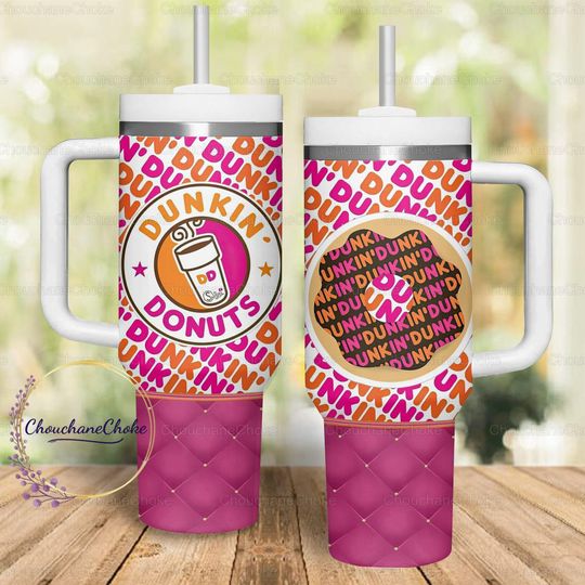 Dunkin Donuts Tumblers 40 oz With Handle, 40oz Stainless Steel Water Bottle, Vacuum Thermos Cup, Travel Car, Coffee Mug