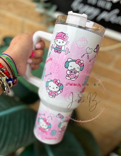 Hello Kitty 40oz Tumblers 40 oz With Handle, 40oz Stainless Steel Water Bottle, Vacuum Thermos Cup, Travel Car, Coffee Mug
