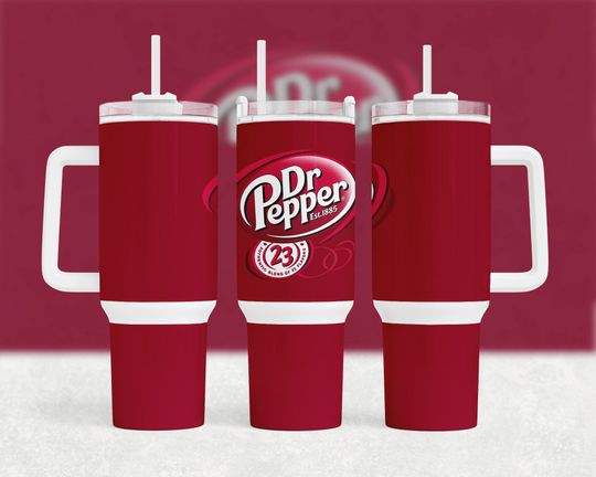 Dr Pepper 23 Tumblers 40 oz With Handle, 40oz Stainless Steel Water Bottle, Vacuum Thermos Cup, Travel Car, Coffee Mug