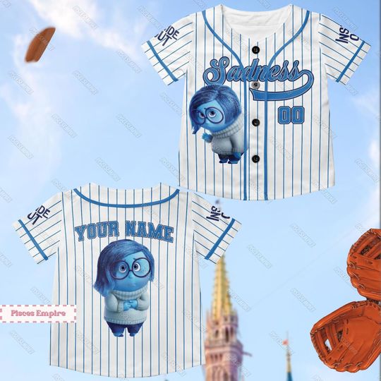 Sadness Inside Out Baseball Shirt, Custom Inside Out 2 Jersey Shirt, Inside Out Movie Shirt, Sadness Inside Out Shirt, Disney Pixar Tee