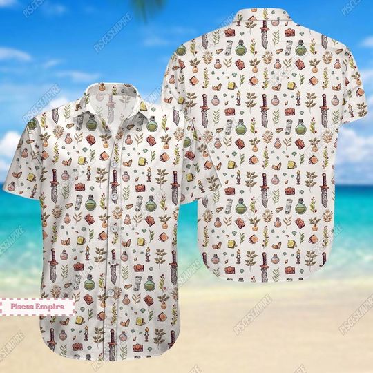 DnD Gaming Shirt, DnD Gaming Hawaii Shirt, Dungeon Master Shirt, Dungeons Dragons Shirt, Dungeon Master Button Shirt, Button Down Shirt