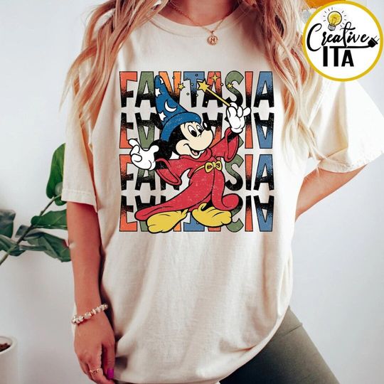 Vintage Disney Fantasia Characters Shirt, Retro Mickey Mouse Fantasia Sorcerer, Disney Villain Chernabog Shirt