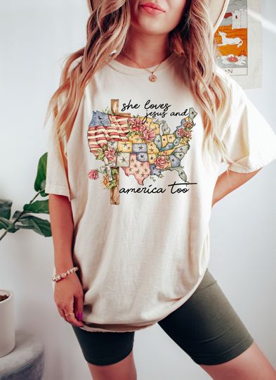Independence Day Shirt, Christian Shirt, 4th of July Shirt, She Loves Jesus And America Too Shirt, America Retro Shirt, Usa Shirt, USA Flag