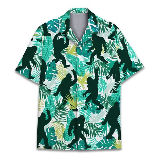 Tropical Bigfoot Hawaiian Shirt for Men, Women, Bigfoot Sasquatch Hawaiian Shirt