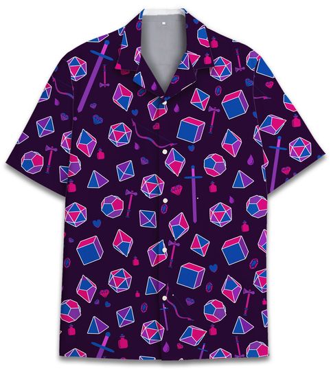 Dungeon Game Hawaiian Shirt For Men Women, Dnd Shirt Pink Blue Dice Shirt