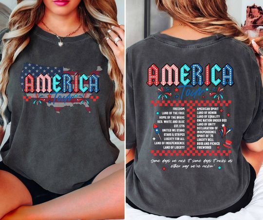 Retro America Tour Comfort Colors T-Shirt, 4th of July  Shirt, 1776 Independence Day  Shirt,  America USA  Shirt, American Flag,Memorial Day