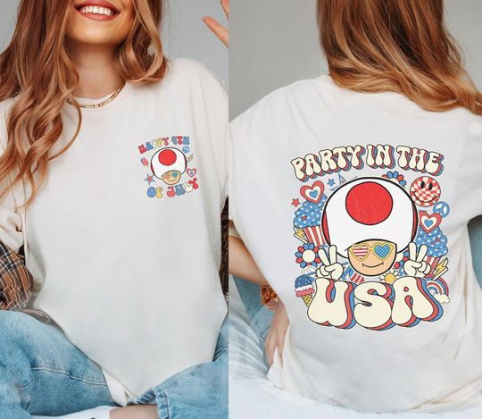 Mario 4th Of July Shirt, Party in the USA Shirt, Toad Mario Shirt, America 1776 Shirt, Independence Day Shirt, Happy 4th Of July Shirt