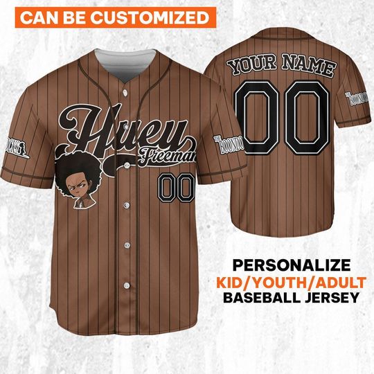 Custom Cartoon Boondocks Huey Freeman Brown Baseball, It Ain't About Lock - It's About Heart Cartoon Baseball Jersey Team, Gift for Kids