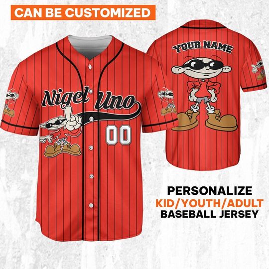 Personalize Nigel Uno Jersey Red Black, Funny Kids Next Door Jersey, 90s Cartoon Family Jersey, Cartoon Gift For Fans
