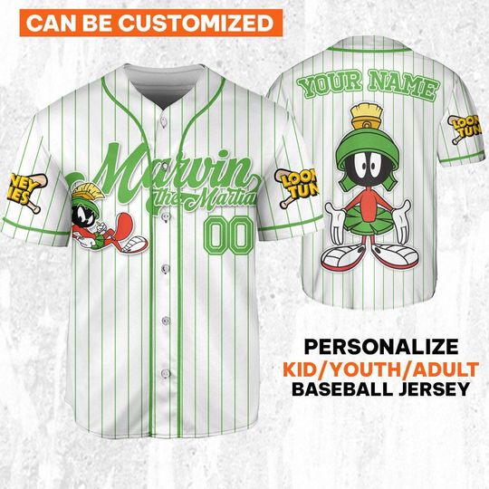 Custom Looney Tune Marvin the Martian Simple Baseball, Baseball Team Outfit, Gift for Space Jamz Fans, Tune Squad Jersey, Family Jersey