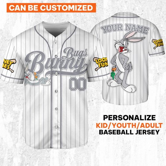 Custom Looney Tune Bugs Bunny Simple Baseball, Baseball Team Outfit, Gift for Space Jamz Fans, Tune Squad Jersey, Family Jersey