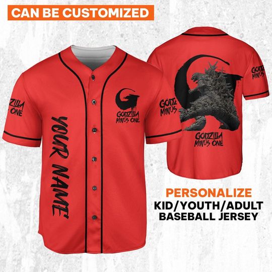 Personalize god zilla Minus One Giant Monster Red, Personalized Jersey For Fans, god zilla Baseball Jersey, god zilla Movie Jersey