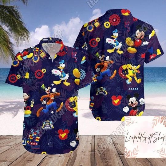 Mickey And Friends Shirt, Mickey Hawaiian Shirt, Goofy Pluto Donald Duck Hawaii Shirt, Hawaiian Aloha Shirt