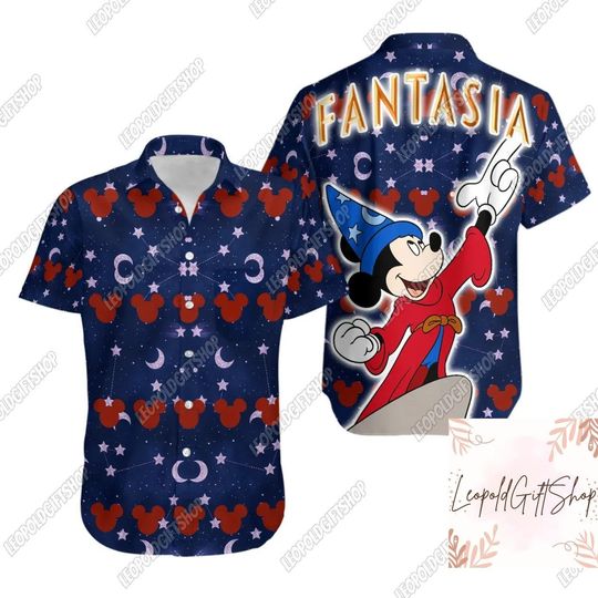 Mickey Hawaiian Shirt, Disney Fantasia Sorcerer Mickey Mouse Magic Wizard Shirt