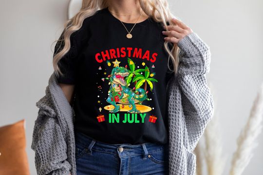 Discover Christmas in July Shirt, Christmas in July Matching cotton tee, Graphic Tshirt for men, women, Unisex, Trending Gifts