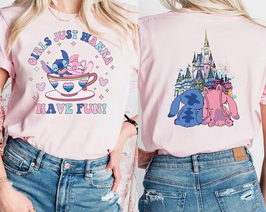 Girls Just Wanna Have Fun Shirt, Stitch Angel Besties Shirt, Disneyworld Shirt, Disney Girls Trip Shirt, Disney Best Friend Sweatshirts