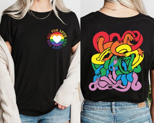 All For Love And Love For All Shirt, LGBT Heart T-Shirt, Pride Month Tee, Pride Support Shirt, Queer Shirt, Rainbow hands Shirt,