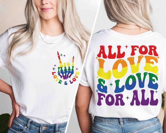 All For Love And Love For All Shirt, LGBT Heart Shirt, Pride Month Shirt, Pride Support Tee, Queer Shirt, Rainbow Heart Shirt,