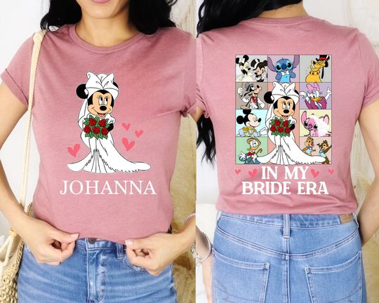 Vintage In My Bride Era Minnie Bride T-shirt, Disney Minnie Mouse and Friends Bachelorette Party Tee, Wedding Party Shirt, Maid of Honor