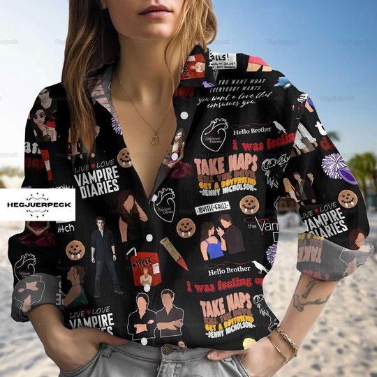 Vampire Diaries Women Blouses Shirt, Vampire Diaries Blouse Women Shirt, Horror Women Blouses, Horror Movie Shirt, Vampire Diaries Fan Shirt