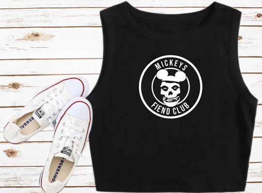 Mickey Mouse Misfits Fiend Club Crop Top | Disney Women's Crop Tank Top | Fashion Shirt | Y2K Style | Summer Streetwear