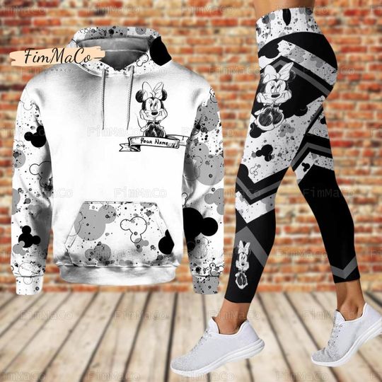 Personalized Minnie Hoodie Legging Set, Minnie Mouse Hoodie, Disneyland Minnie Legging, Minnie Adult Hoodie, Custom Minnie 3D Hoodie