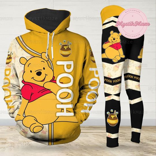 Pooh Hoodie Legging Set, Winnie The Pooh Hoodie, Pooh Womens Legging, Pooh Bear Hoodie, Pooh Trendy Hoodie, Pooh Bear Workout Legging